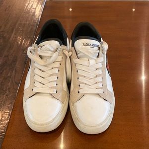Zadig & Voltaire white logo tennis shoes size 38 (8.5)